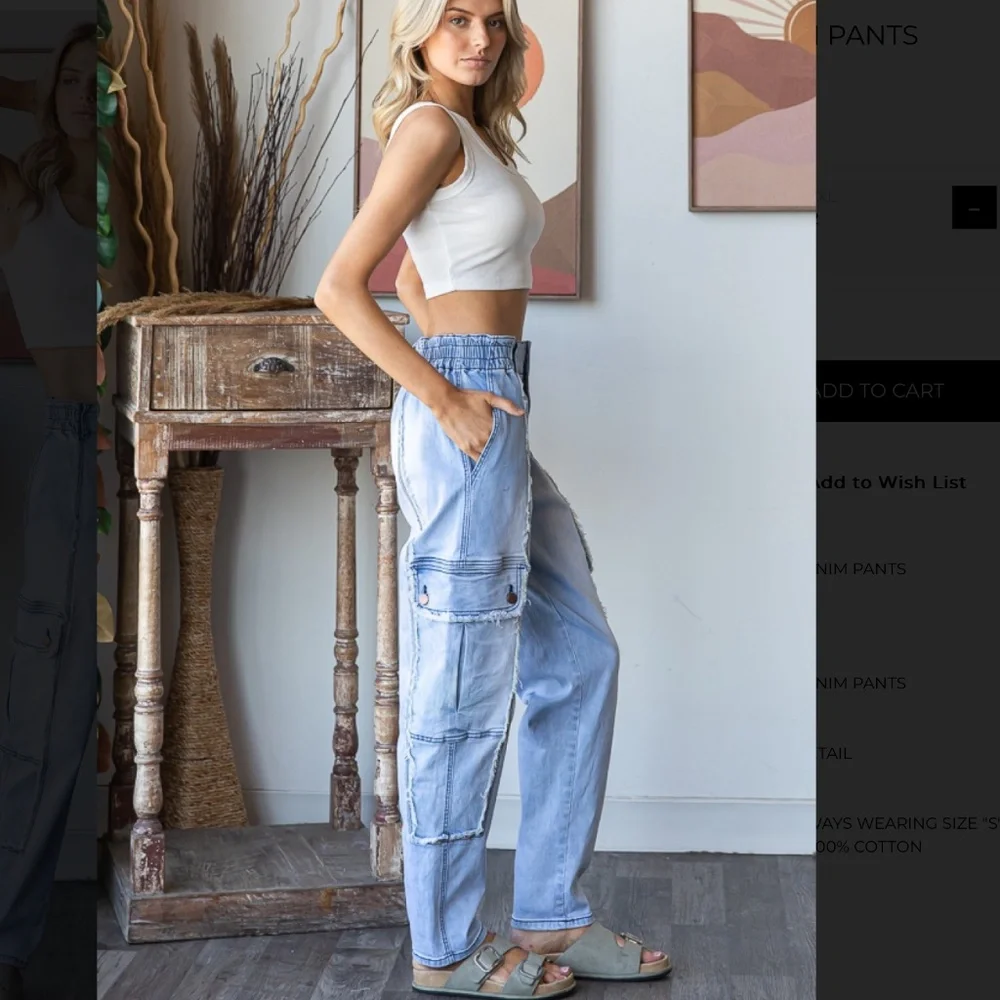 Oli & Hali Light Wash Denim Cargo Joggers - Picture 2 of 7